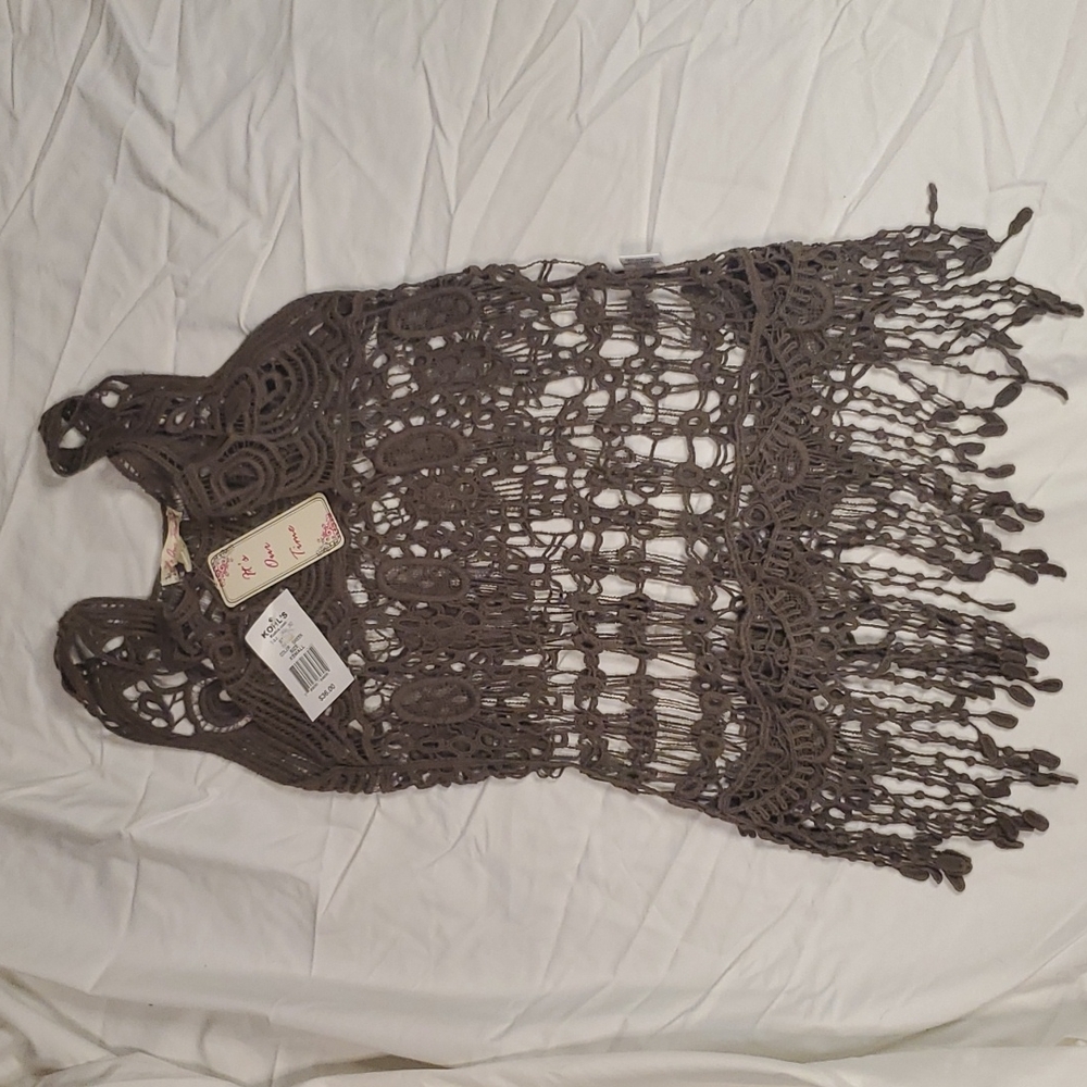 It's Our Time XSmall Brown Crochet Top